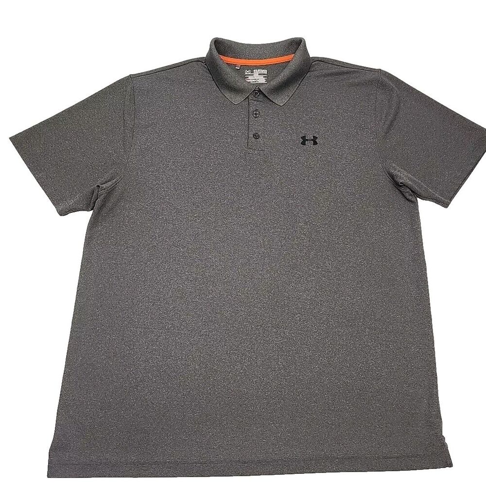 Under Armour Shirt Golf Polo HeatGear Loose Gray Size XXL 2XL Short Sleeve UA
